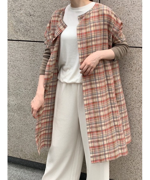 BEARDSLEY（ビアズリー）の「チェックハオリワンピース（ワンピース・レディース・ネイビー/レッド/キャメル・FREE）」の3枚目の写真