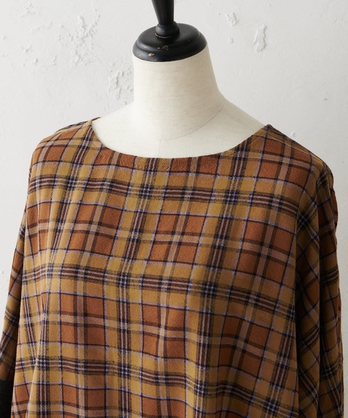 BEARDSLEY（ビアズリー）の「チェックハオリワンピース（ワンピース・レディース・ネイビー/レッド/キャメル・FREE）」の7枚目の写真