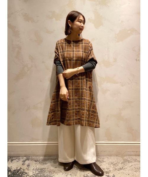 BEARDSLEY（ビアズリー）の「チェックハオリワンピース（ワンピース・レディース・ネイビー/レッド/キャメル・FREE）」の20枚目の写真