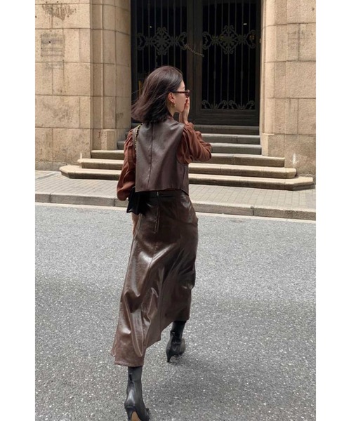 Leja(レジャ)の「レザーAラインロングスカート(スカート・レディース・ブラック/グリーン/モカ・SMALL/MEDIUM)」の19枚目の写真