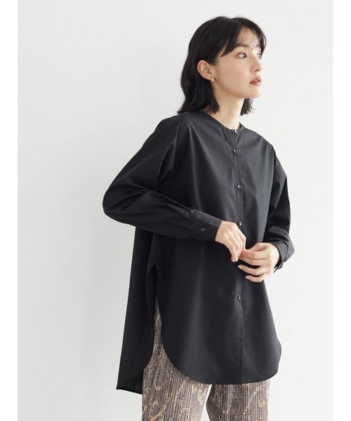 Green　Parks（グリーンパークス）の「マルチWAY 衿付ノーカラーシャツ＊（シャツ/ブラウス・レディース・ブラック/オフホワイト・FREE）」の15枚目の写真