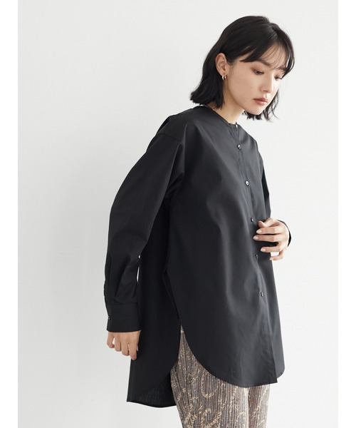 Green　Parks（グリーンパークス）の「マルチWAY 衿付ノーカラーシャツ＊（シャツ/ブラウス・レディース・ブラック/オフホワイト・FREE）」の13枚目の写真