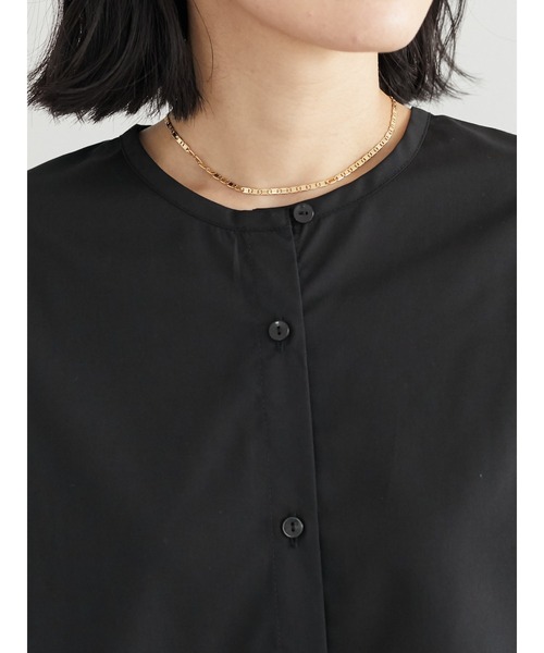 Green　Parks（グリーンパークス）の「マルチWAY 衿付ノーカラーシャツ＊（シャツ/ブラウス・レディース・ブラック/オフホワイト・FREE）」の18枚目の写真