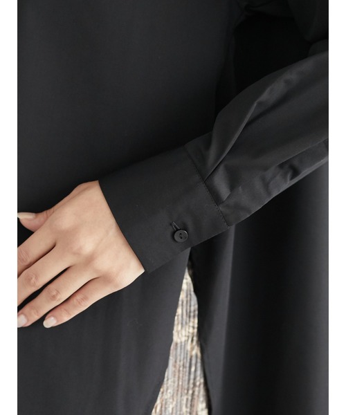 Green　Parks（グリーンパークス）の「マルチWAY 衿付ノーカラーシャツ＊（シャツ/ブラウス・レディース・ブラック/オフホワイト・FREE）」の16枚目の写真