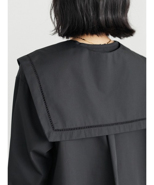 Green　Parks（グリーンパークス）の「マルチWAY 衿付ノーカラーシャツ＊（シャツ/ブラウス・レディース・ブラック/オフホワイト・FREE）」の5枚目の写真