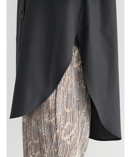 Green　Parks（グリーンパークス）の「マルチWAY 衿付ノーカラーシャツ＊（シャツ/ブラウス・レディース・ブラック/オフホワイト・FREE）」の14枚目の写真