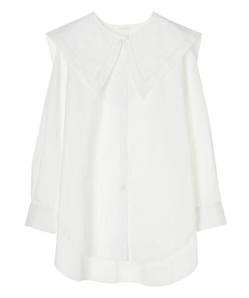 Green　Parks（グリーンパークス）の「マルチWAY 衿付ノーカラーシャツ＊（シャツ/ブラウス・レディース・ブラック/オフホワイト・FREE）」の19枚目の写真