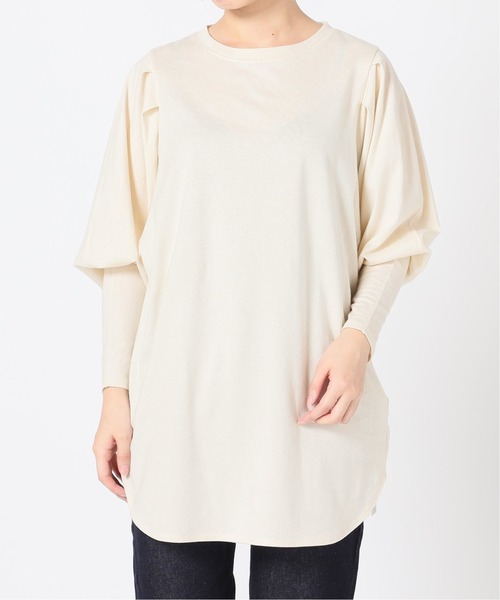 SLOBE citron.(スローブシトロン)の「SLOBE citron.ボリュームスリーブプルオーバー【手洗い可能】◆(Tシャツ/カットソー・レディース・ブラック系その他/アイボリー/ダークパープル・FREE)」の5枚目の写真