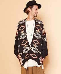 【チャイハネ】ネイティブ柄ニットMEN'Sカーディガン