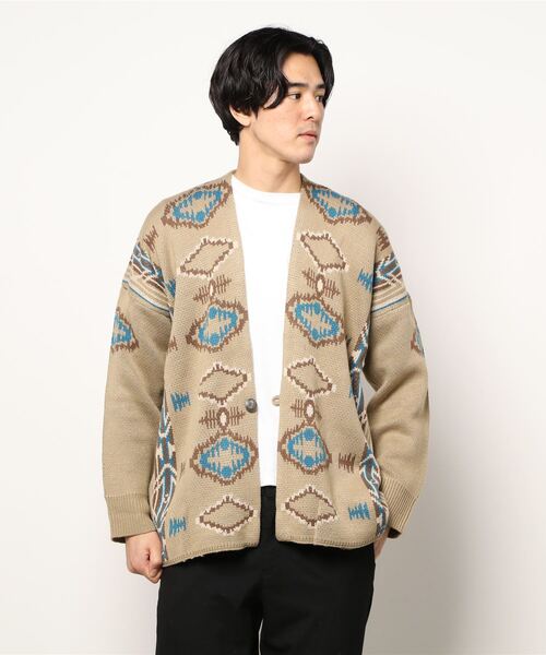 チャイハネ（チャイハネ）の「【チャイハネ】ネイティブ柄ニットMEN'Sカーディガン（カーディガン/ボレロ・メンズ・ベージュ/ネイビー/ブラウン/ブラック/ターコイズブルー・FREE）」の17枚目の写真