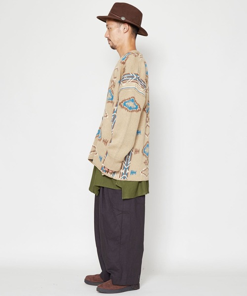 チャイハネ（チャイハネ）の「【チャイハネ】ネイティブ柄ニットMEN'Sカーディガン（カーディガン/ボレロ・メンズ・ベージュ/ネイビー/ブラウン/ブラック/ターコイズブルー・FREE）」の14枚目の写真