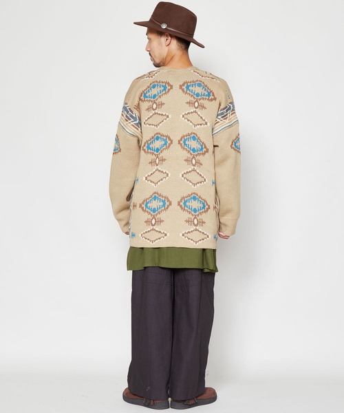 チャイハネ（チャイハネ）の「【チャイハネ】ネイティブ柄ニットMEN'Sカーディガン（カーディガン/ボレロ・メンズ・ベージュ/ネイビー/ブラウン/ブラック/ターコイズブルー・FREE）」の16枚目の写真