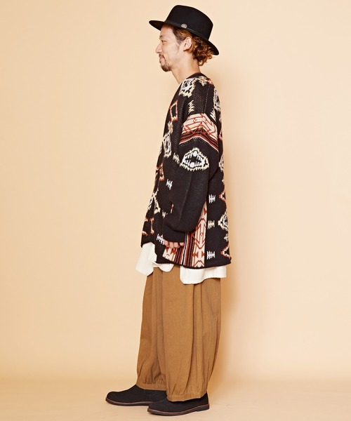 チャイハネ（チャイハネ）の「【チャイハネ】ネイティブ柄ニットMEN'Sカーディガン（カーディガン/ボレロ・メンズ・ベージュ/ネイビー/ブラウン/ブラック/ターコイズブルー・FREE）」の6枚目の写真