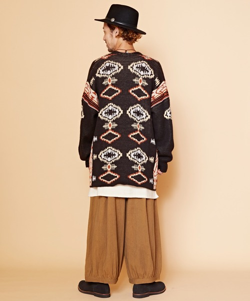 チャイハネ（チャイハネ）の「【チャイハネ】ネイティブ柄ニットMEN'Sカーディガン（カーディガン/ボレロ・メンズ・ベージュ/ネイビー/ブラウン/ブラック/ターコイズブルー・FREE）」の7枚目の写真