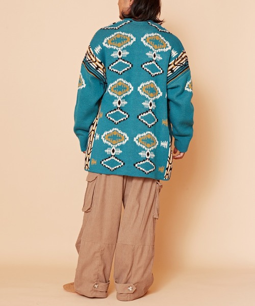チャイハネ（チャイハネ）の「【チャイハネ】ネイティブ柄ニットMEN'Sカーディガン（カーディガン/ボレロ・メンズ・ベージュ/ネイビー/ブラウン/ブラック/ターコイズブルー・FREE）」の11枚目の写真