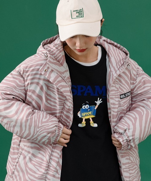 justcavalli ゼブラ柄ダウンジャケット セール】ゼブラ柄セミオーバーシルエット ダウンジャケット