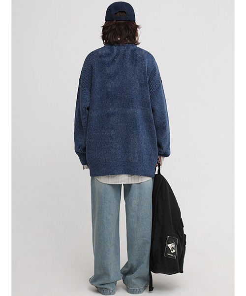 MASONPRINCE（メイソンプリンス）の「【MASONPRINCE】Oversized mock neck one point logo knit MY2039（ニット/セーター・メンズ・ブルー/ブラック/ベージュ/ライトブルー/カーキ・S/M/L）」の15枚目の写真