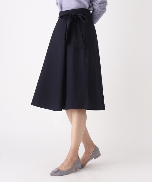 SOUP（スープ）の「◆【洗える】ウールライク Aラインフレアスカート（スカート・レディース・ネイビー/ダークグレー/サンドベージュ/ピンク系・11/15 /13/09/07）」の4枚目の写真