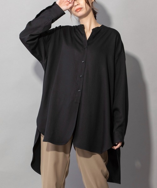 Munich（ミューニック）の「Munich(ミューニック) モレスキンバイオリヨセルツイル　シャツアウター（シャツ/ブラウス・レディース・ホワイト/ブラック・FREE）」の2枚目の写真