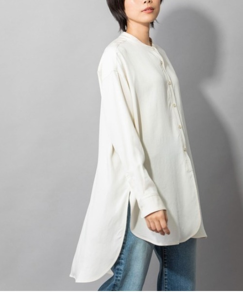 Munich（ミューニック）の「Munich(ミューニック) モレスキンバイオリヨセルツイル　シャツアウター（シャツ/ブラウス・レディース・ホワイト/ブラック・FREE）」の6枚目の写真