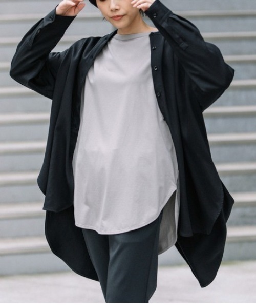 Munich（ミューニック）の「Munich(ミューニック) モレスキンバイオリヨセルツイル　シャツアウター（シャツ/ブラウス・レディース・ホワイト/ブラック・FREE）」の7枚目の写真