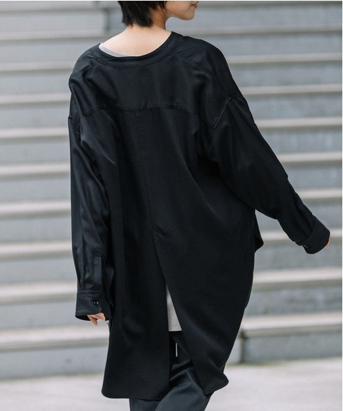 Munich（ミューニック）の「Munich(ミューニック) モレスキンバイオリヨセルツイル　シャツアウター（シャツ/ブラウス・レディース・ホワイト/ブラック・FREE）」の8枚目の写真