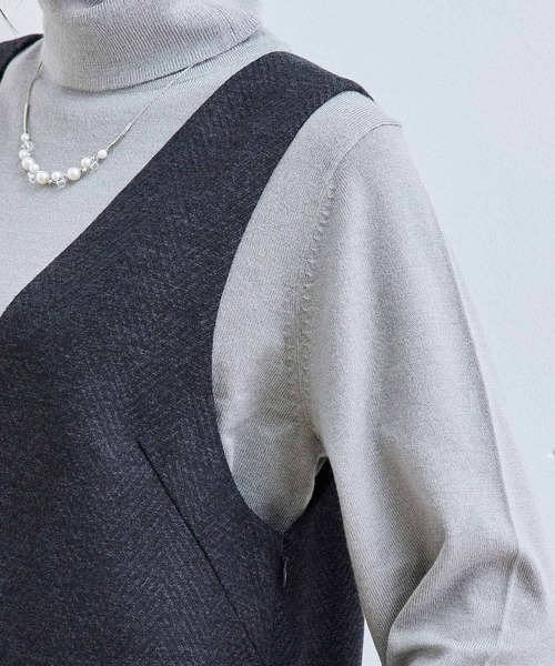 ROPE' PICNIC(ロペピクニック)の「ヘリンボーンミニジャンパースカート(ジャンパースカート・レディース・スミクロ/ブラウン系その他2・36/38)」の6枚目の写真