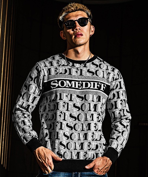 Somediffオリジナル総柄ニット セーター Somediff サムディフ のニット セーター Somediffオリジナル総柄ニット メンズ を購入できます Joker ニット セーター メンズ ニット セーター Somediff サムディフ のファッション