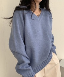 Vネックニットプルオーバー