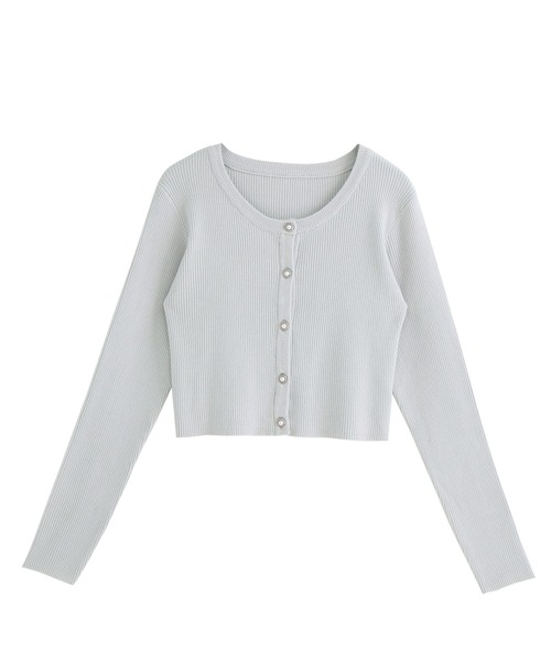 DearMyLove(ディアマイラブ)の「シンプルリブニットカーディガン(カーディガン/ボレロ・レディース・ブラック/グレー/ホワイト/スモークピンク/ベビーピンク/パープル・XX-LARGE/X-LARGE/LARGE/MEDIUM)」の4枚目の写真