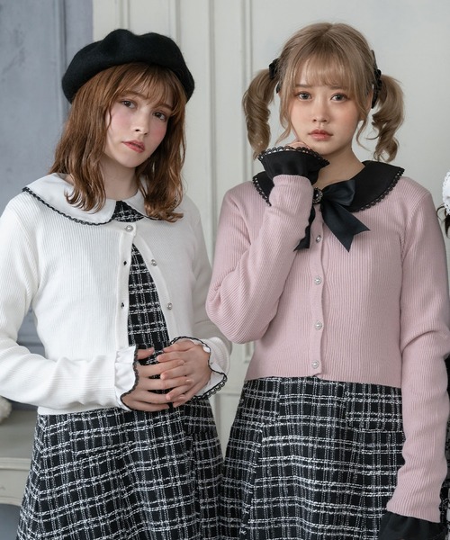 DearMyLove(ディアマイラブ)の「シンプルリブニットカーディガン(カーディガン/ボレロ・レディース・ブラック/グレー/ホワイト/スモークピンク/ベビーピンク/パープル・XX-LARGE/X-LARGE/LARGE/MEDIUM)」の13枚目の写真