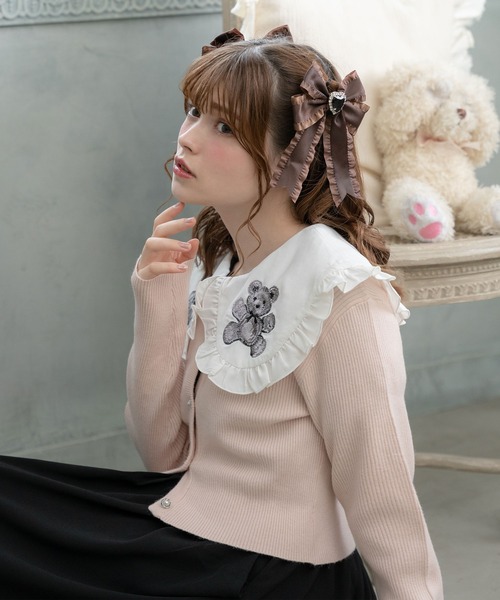 DearMyLove(ディアマイラブ)の「シンプルリブニットカーディガン(カーディガン/ボレロ・レディース・ブラック/グレー/ホワイト/スモークピンク/ベビーピンク/パープル・XX-LARGE/X-LARGE/LARGE/MEDIUM)」の14枚目の写真