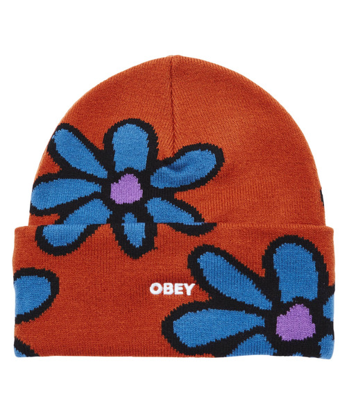 OBEY（オベイ）の「OBEY/オベイ ビーニー/ニット帽 100030186（ニットキャップ/ビーニー・メンズ・ブラウン系その他/チャコールグレー×パープル・FREE）」の4枚目の写真