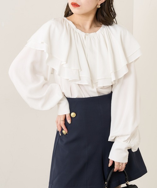 ブラウス シャツ マーセ衿2WAYシャツ レディース aquagarage シャツ ブラウス レディース 2wayネックブラウス