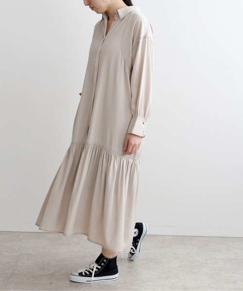 LHELBIE（レルビエ）の「ダンガリーティアードシャツワンピ（シャツワンピース・レディース・インディゴブルー/ブルー/ライトベージュ・M）」の21枚目の写真