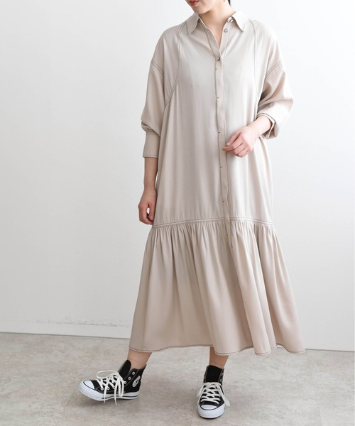 LHELBIE（レルビエ）の「ダンガリーティアードシャツワンピ（シャツワンピース・レディース・インディゴブルー/ブルー/ライトベージュ・M）」の18枚目の写真