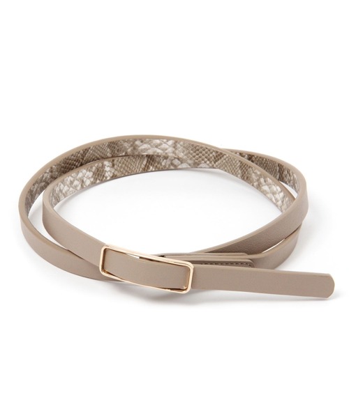 LEPSIM（レプシィム）の「【好きな位置で留められる】ピンレスリバーシブル細ベルト　259282（ベルト・レディース・グレイッシュベージュ/ブラウン/アイボリー/ブラック・ONE SIZE）」の4枚目の写真