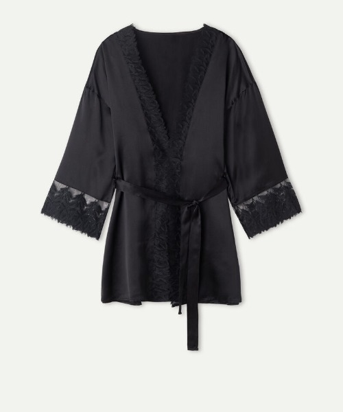 Intimissimi(インティミッシミ)の「Fly Me to the Moon シルク ガウン(ガウン/バスローブ・レディース・ブラック/アイボリー・S/M/M/L)」の7枚目の写真
