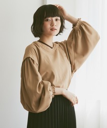 2wayボリュームショルダータックブラウス
