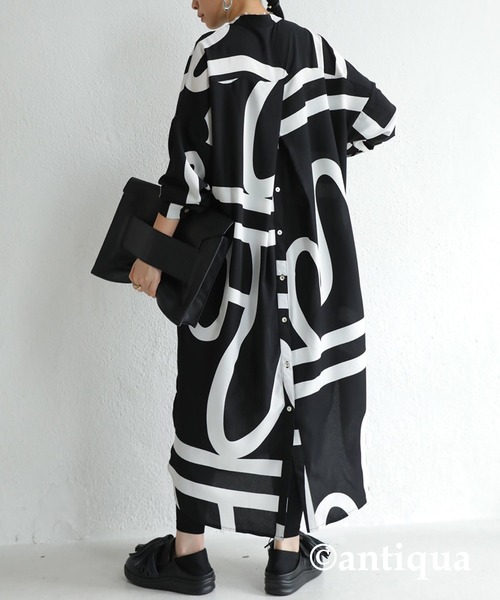 antiqua(アンティカ)の「アート柄シャツワンピース(ワンピース・レディース・ブラック・FREE)」の9枚目の写真