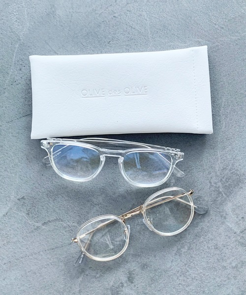 OLIVE des OLIVE（オリーブデオリーブ）の「ゴールド×クリアフレームめがね（メガネ・レディース・オフホワイト・FREE）」の3枚目の写真