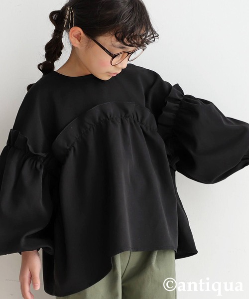 antiqua（アンティカ）の「フリルブラウス（シャツ/ブラウス・キッズ・ブラック/ベージュ系その他・4/6/3/5）」の4枚目の写真