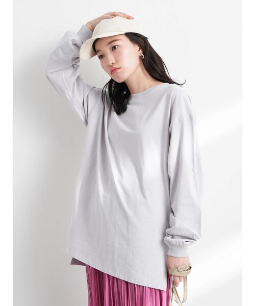 earth music&ecology（アースミュージックアンドエコロジー）の「ルーズロンT（Tシャツ/カットソー・レディース・ライトグレー/オフホワイト/ピンク/イエロー・FREE）」の10枚目の写真