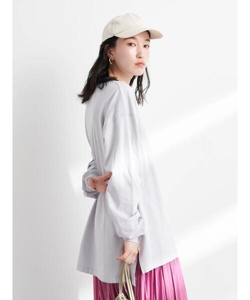 earth music&ecology（アースミュージックアンドエコロジー）の「ルーズロンT（Tシャツ/カットソー・レディース・ライトグレー/オフホワイト/ピンク/イエロー・FREE）」の11枚目の写真