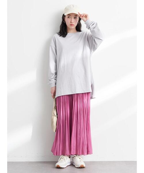 earth music&ecology（アースミュージックアンドエコロジー）の「ルーズロンT（Tシャツ/カットソー・レディース・ライトグレー/オフホワイト/ピンク/イエロー・FREE）」の13枚目の写真