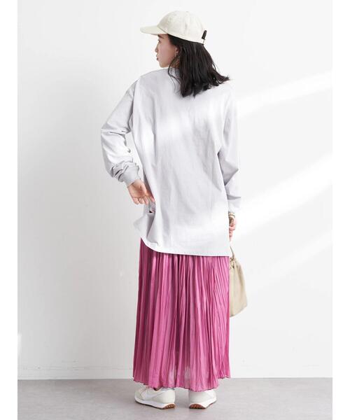 earth music&ecology（アースミュージックアンドエコロジー）の「ルーズロンT（Tシャツ/カットソー・レディース・ライトグレー/オフホワイト/ピンク/イエロー・FREE）」の15枚目の写真