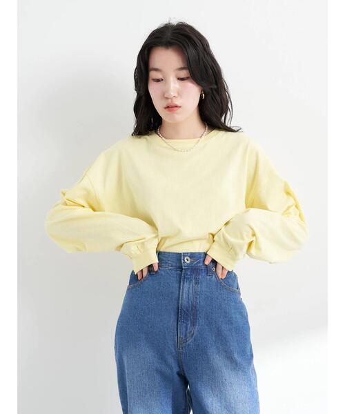 earth music&ecology（アースミュージックアンドエコロジー）の「ルーズロンT（Tシャツ/カットソー・レディース・ライトグレー/オフホワイト/ピンク/イエロー・FREE）」の16枚目の写真