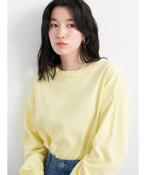 earth music&ecology（アースミュージックアンドエコロジー）の「ルーズロンT（Tシャツ/カットソー・レディース・ライトグレー/オフホワイト/ピンク/イエロー・FREE）」の17枚目の写真