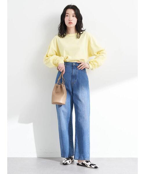 earth music&ecology（アースミュージックアンドエコロジー）の「ルーズロンT（Tシャツ/カットソー・レディース・ライトグレー/オフホワイト/ピンク/イエロー・FREE）」の20枚目の写真