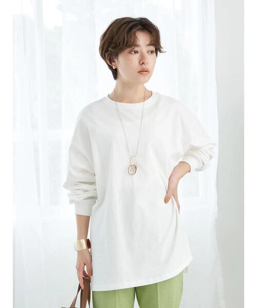 earth music&ecology（アースミュージックアンドエコロジー）の「ルーズロンT（Tシャツ/カットソー・レディース・ライトグレー/オフホワイト/ピンク/イエロー・FREE）」の22枚目の写真